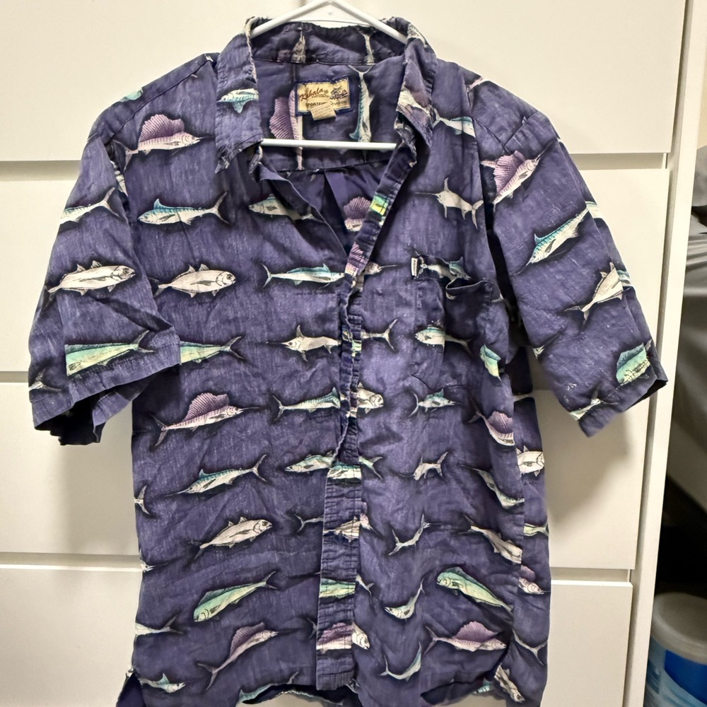 Men's Purple Fish Print Shirt